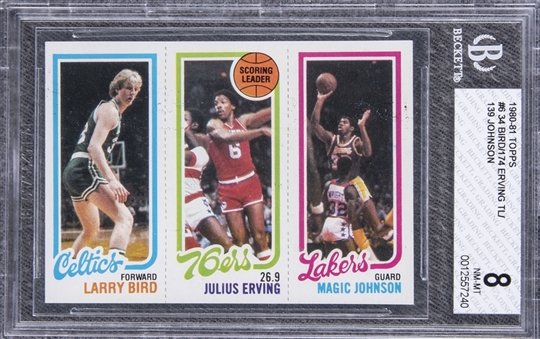 1980/81 Topps Basketball High Grade Collection (87) Including Larry Bird/Magic Johnson BVG NM-MT 8 Rookie Card!